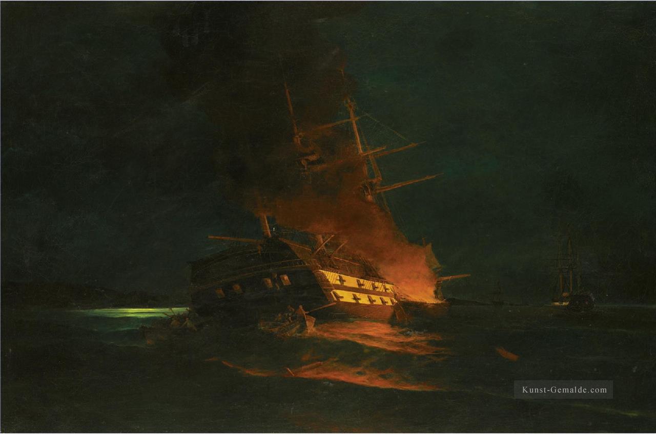 Die Verbrennung eines türkischen Fregatte 2 von Konstantinos Volanakis Seeschlacht Ölgemälde